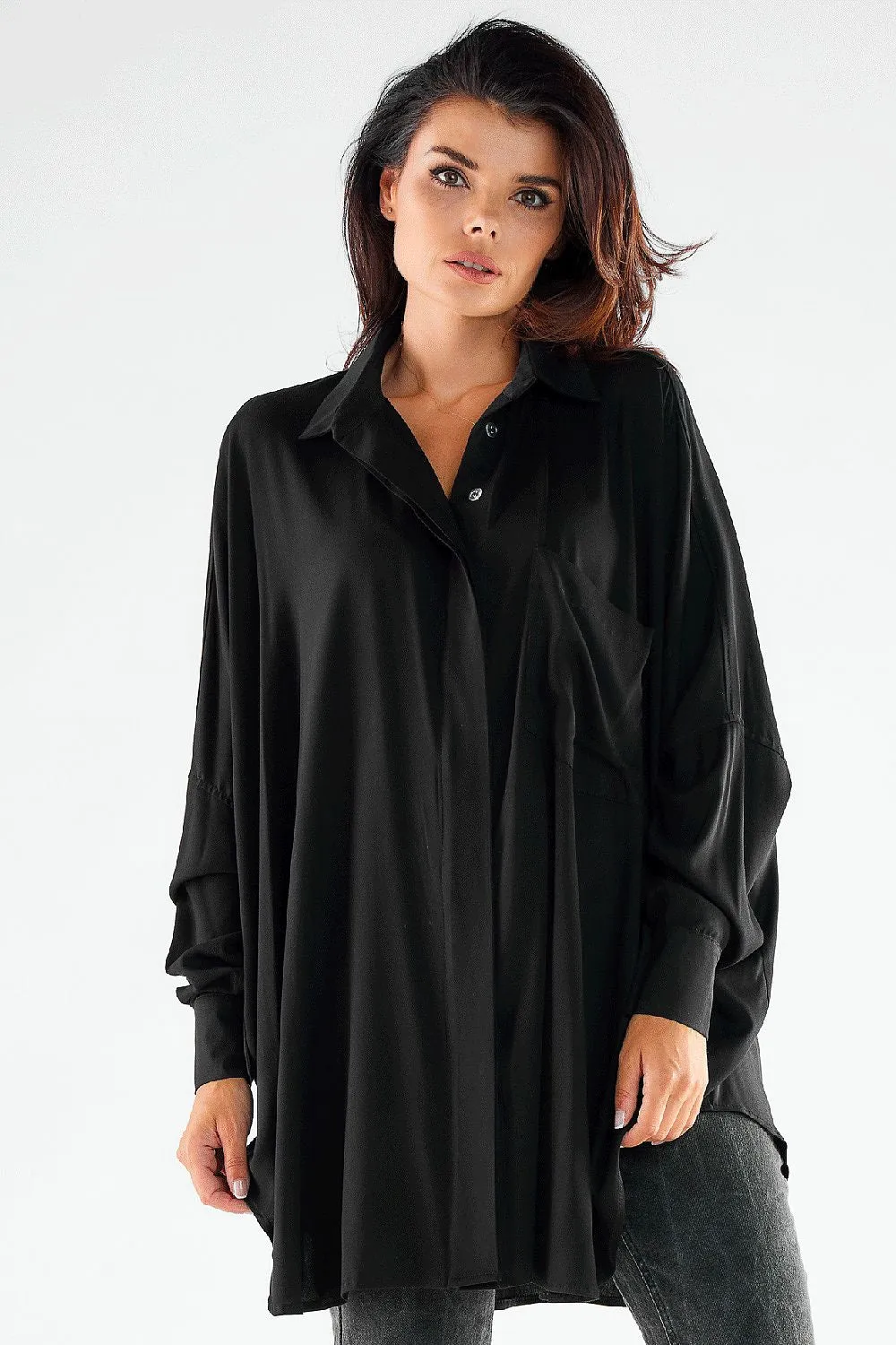 Elegant Draped Oversized Shirt
