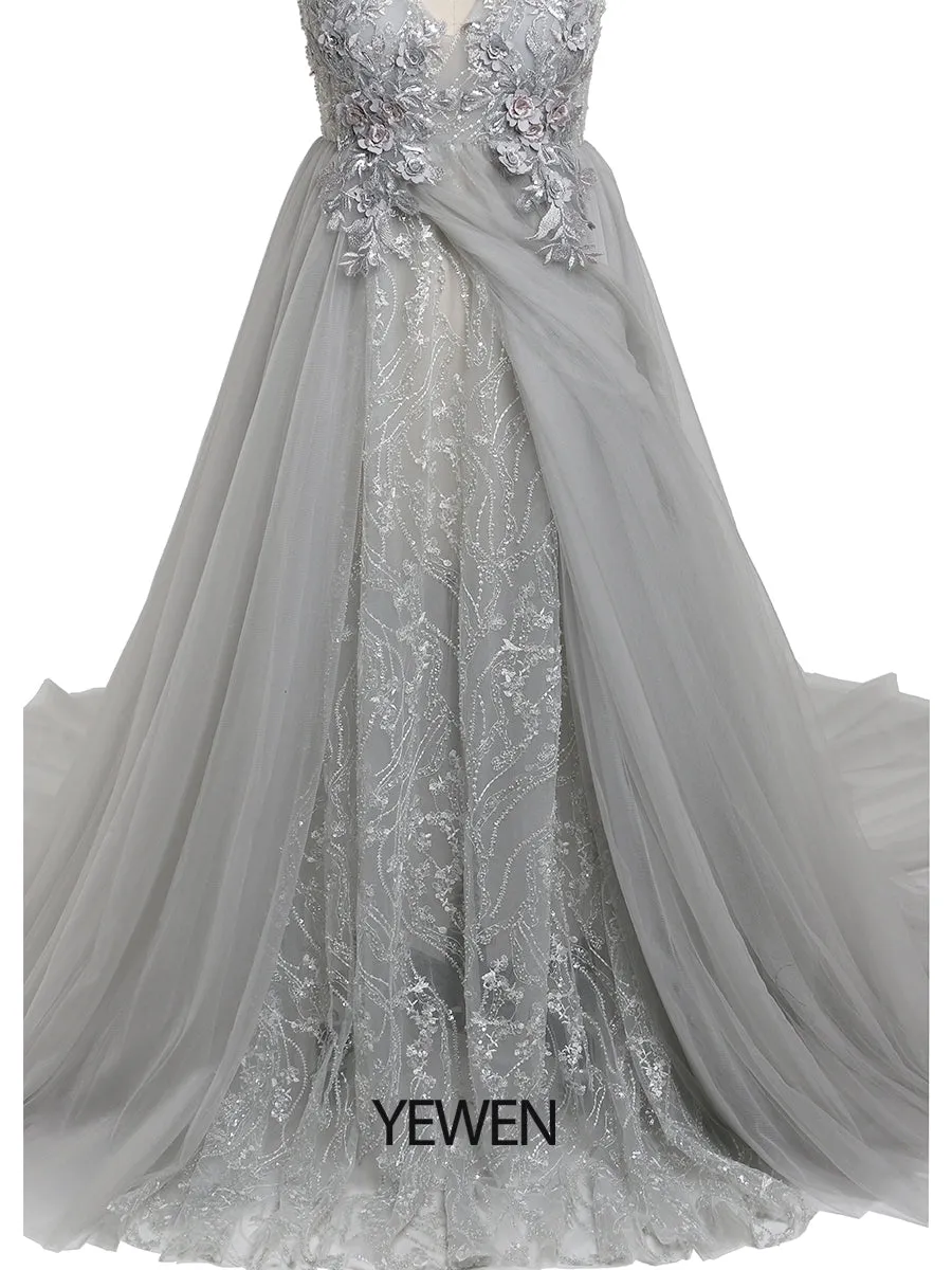 Elegant Lace FlowerBeading Evening Gown Maternity Dress for Photoshoot Lace Up Back Pregnancy Photography Robe Baby Shower Dress