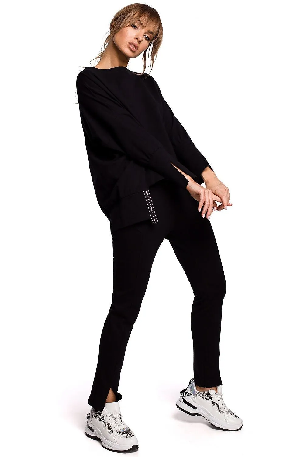 Elegant Side-Slit Sweatshirt