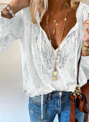 Elegant Summer Lace Pullover – Casual & Chic