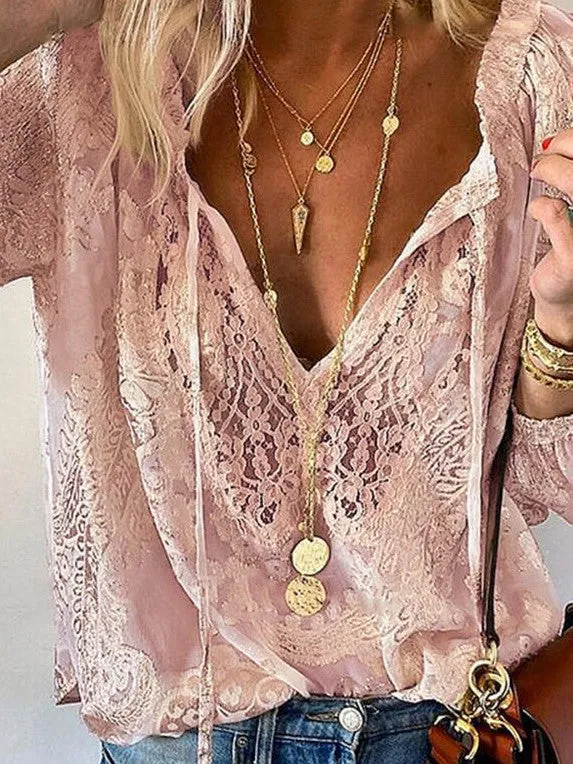 Elegant Summer Lace Pullover – Casual & Chic