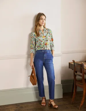 Elegante schmal zulaufende 7/8-Jeans-Dunkles Vintageblau