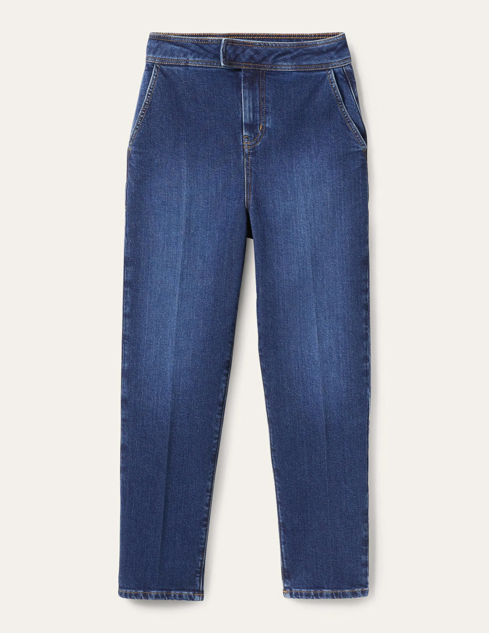 Elegante schmal zulaufende 7/8-Jeans-Dunkles Vintageblau