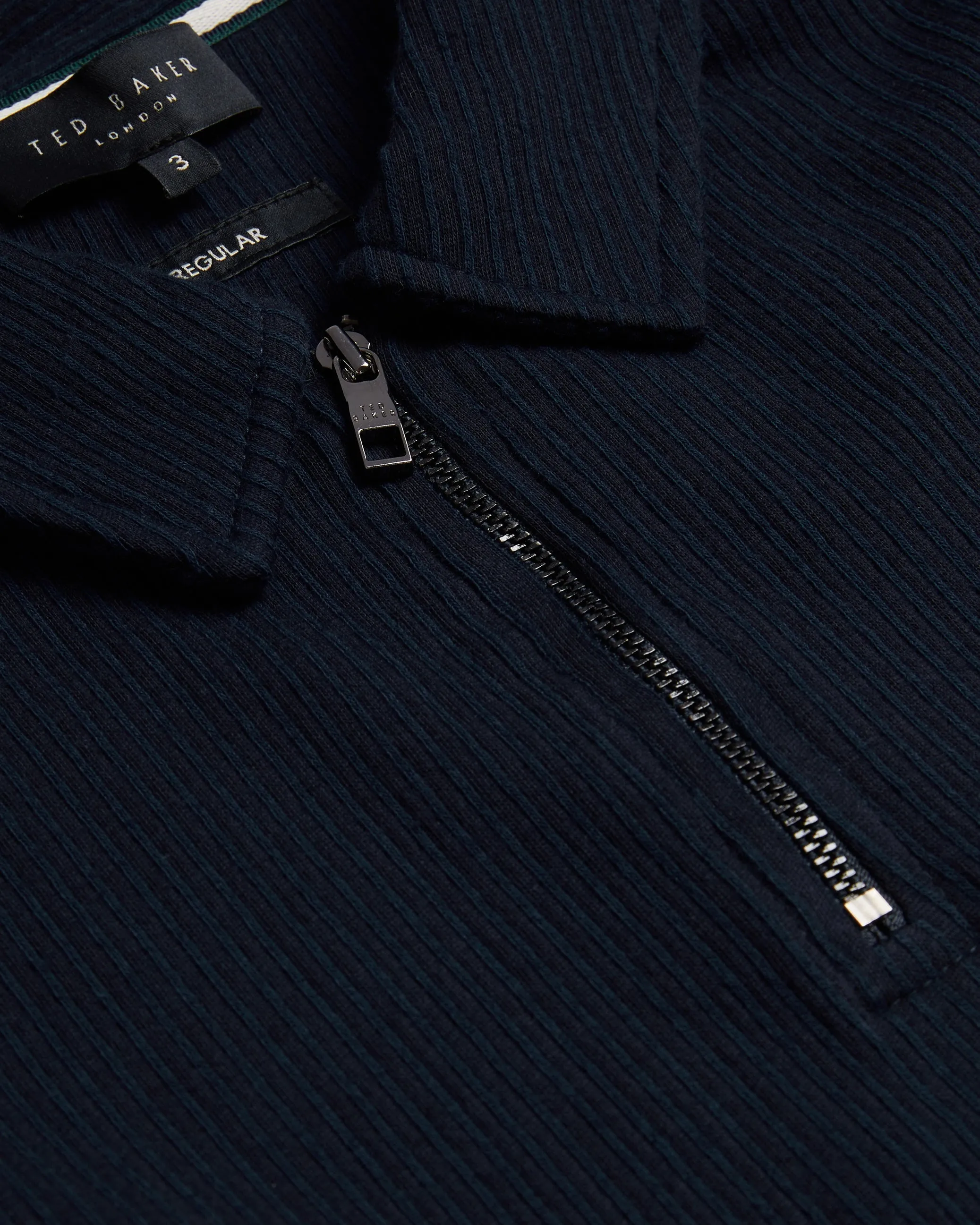 Elgrave Short Sleeve Regular Textured Half-Zip Polo Navy