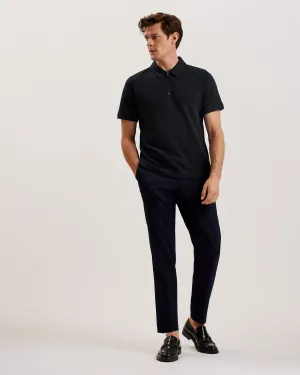 Elgrave Short Sleeve Regular Textured Half-Zip Polo Navy