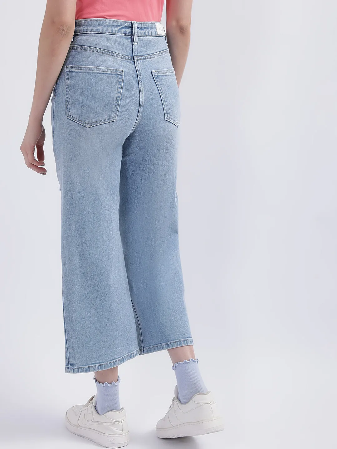 Elle Women Blue Solid Regular Fit Jeans