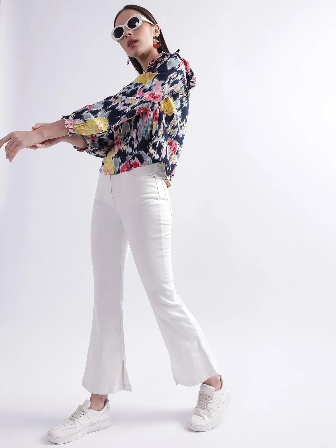 Elle Women White Solid Regular Fit Jeans