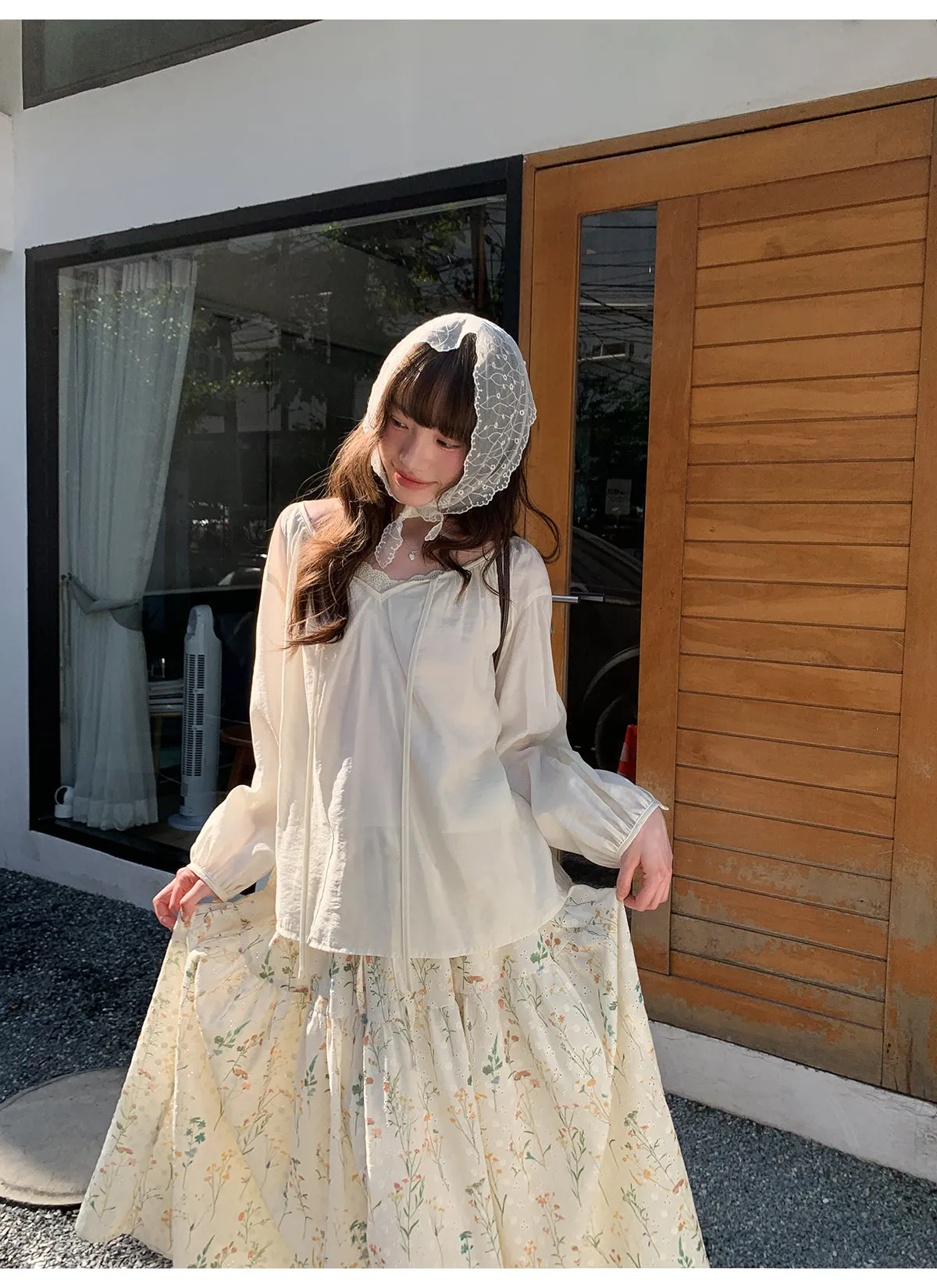 Embroidered A-line skirt