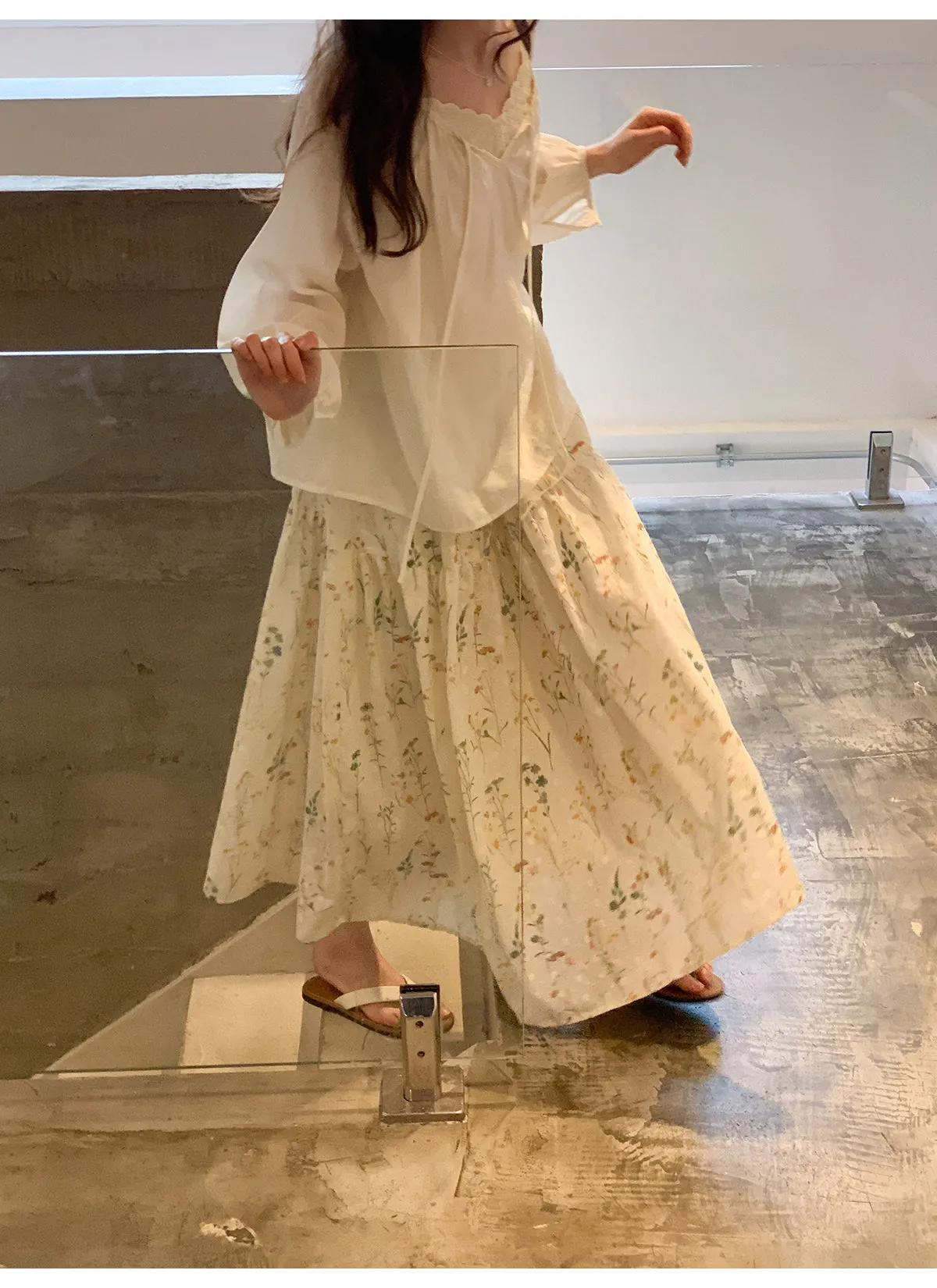 Embroidered A-line skirt