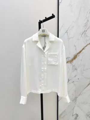 Embroidered pocket acetate shirt