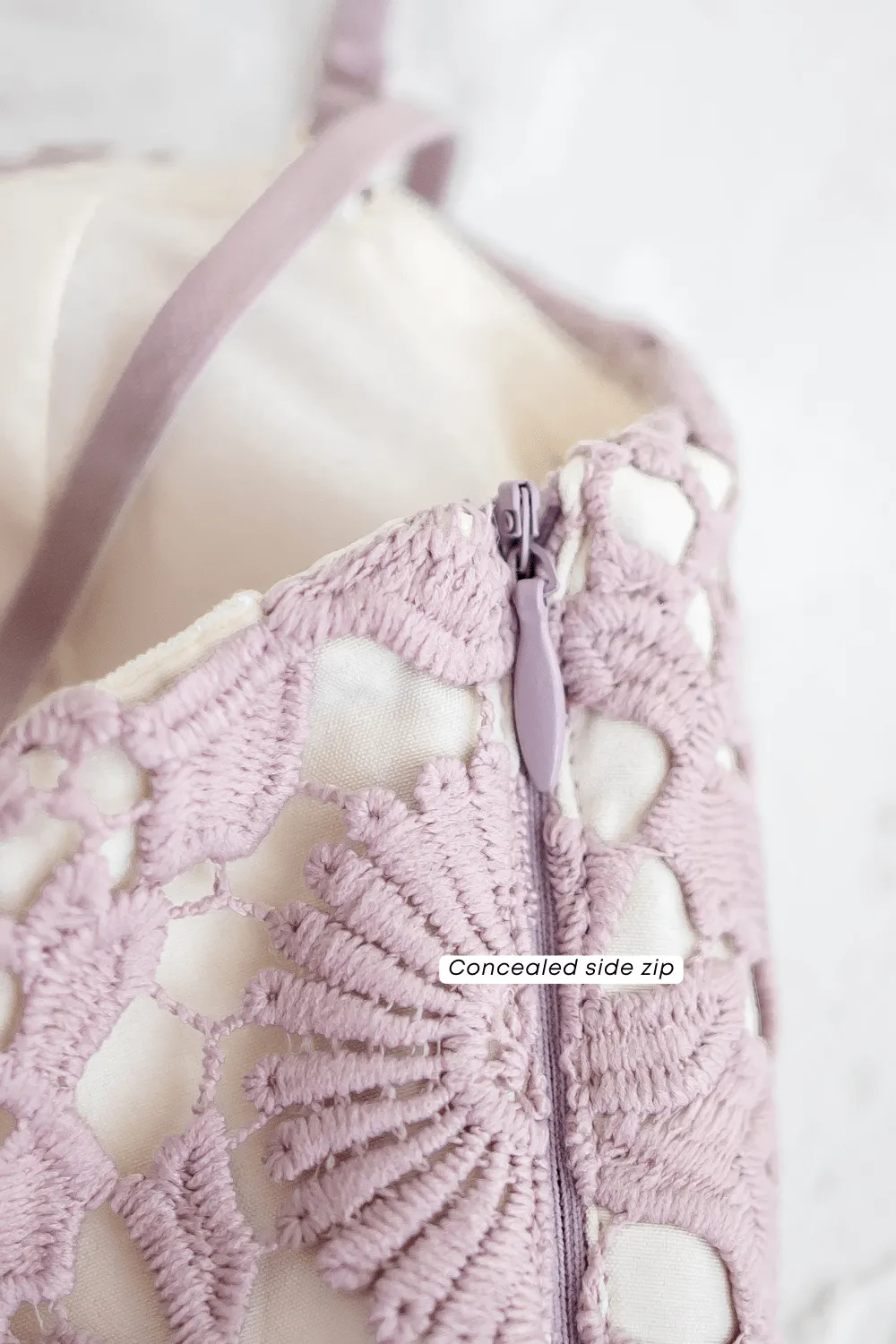 ENCHANTING CROCHET MAXI SKIRT IN MAUVE LILAC