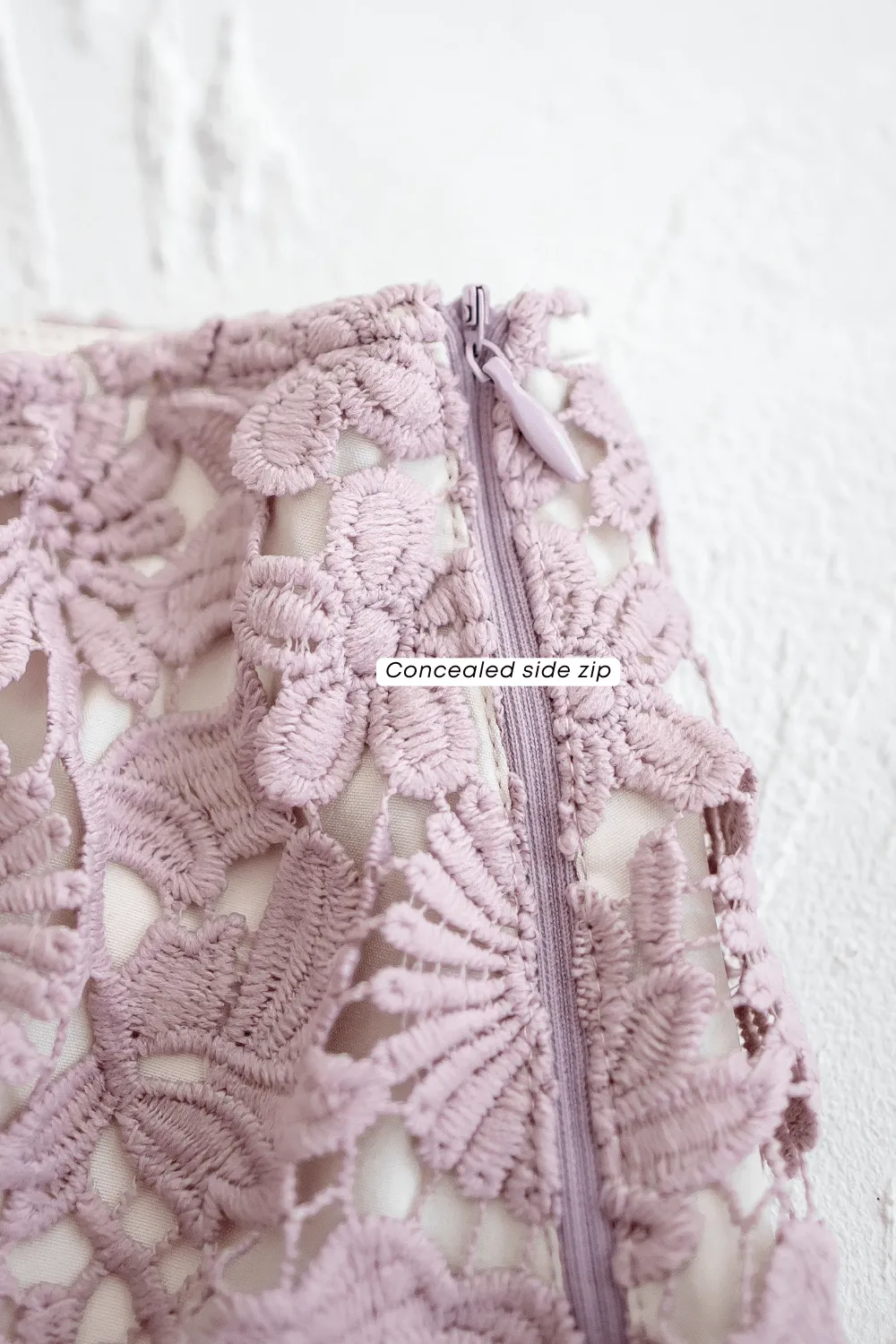 ENCHANTING CROCHET MAXI SKIRT IN MAUVE LILAC