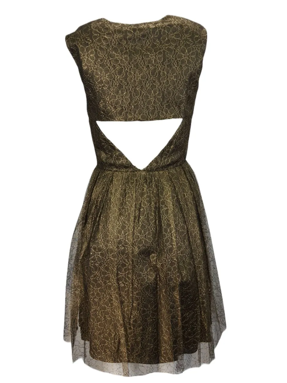ERIN Women's Gold Odile Open Back Lace Dress #31010503430 NWT