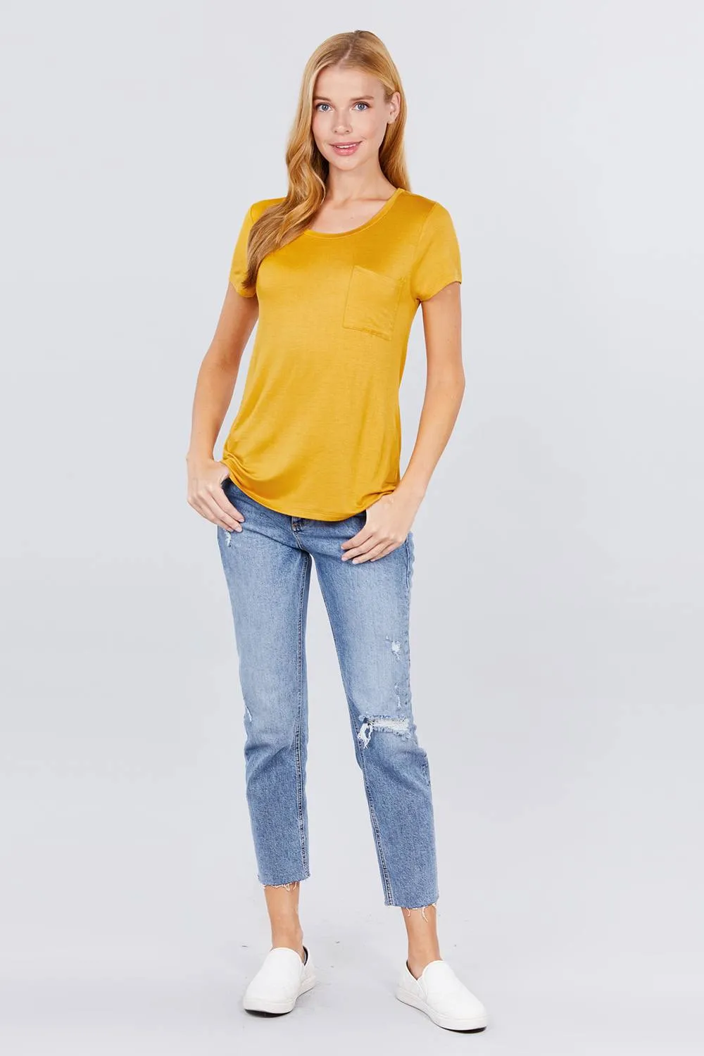 Essential Crew Neck Polyester Knit T-shirt