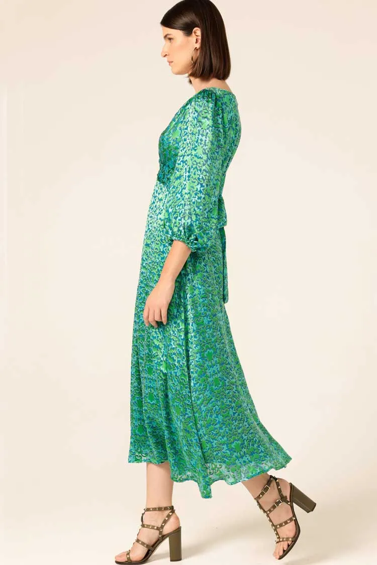 Ethereal Eden Midi Dress in Emerald