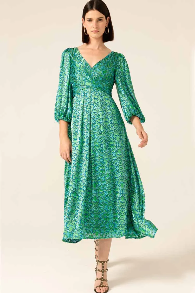 Ethereal Eden Midi Dress in Emerald