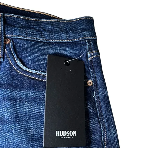 EUC HUDSON GEMMA Women's Mid Rise Cut Off Denim Shorts 27 Waist Nightfall Blue