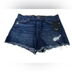 EUC HUDSON GEMMA Women's Mid Rise Cut Off Denim Shorts 27 Waist Nightfall Blue