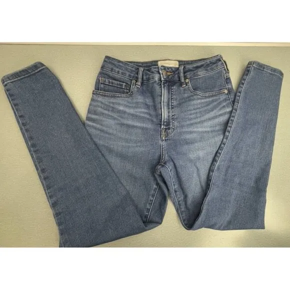 Everlane  Women's The Curvy High-Rise Skinny Jeans Blue Denim Size 27R