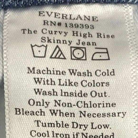 Everlane  Women's The Curvy High-Rise Skinny Jeans Blue Denim Size 27R