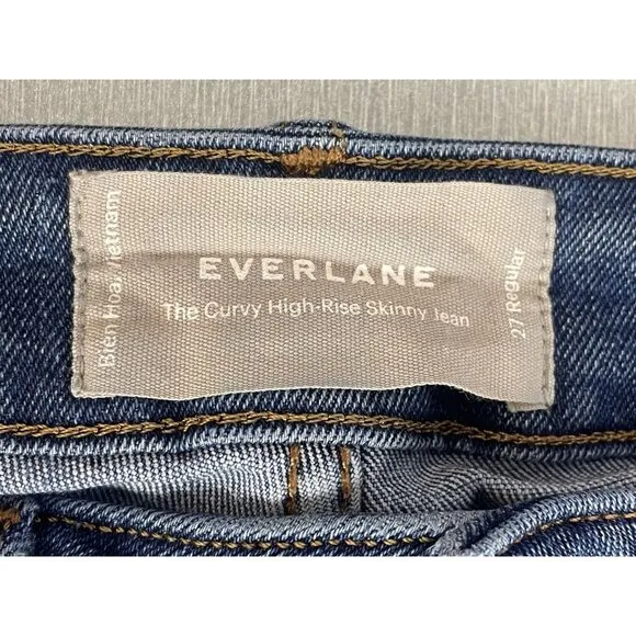 Everlane  Women's The Curvy High-Rise Skinny Jeans Blue Denim Size 27R