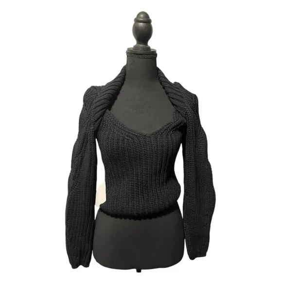 Express Ribbed Scoop Neck Long Sleeve Sweater