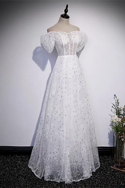 Fairy White Off the Shoulder A-line Long Dress