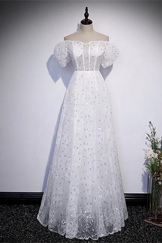 Fairy White Off the Shoulder A-line Long Dress