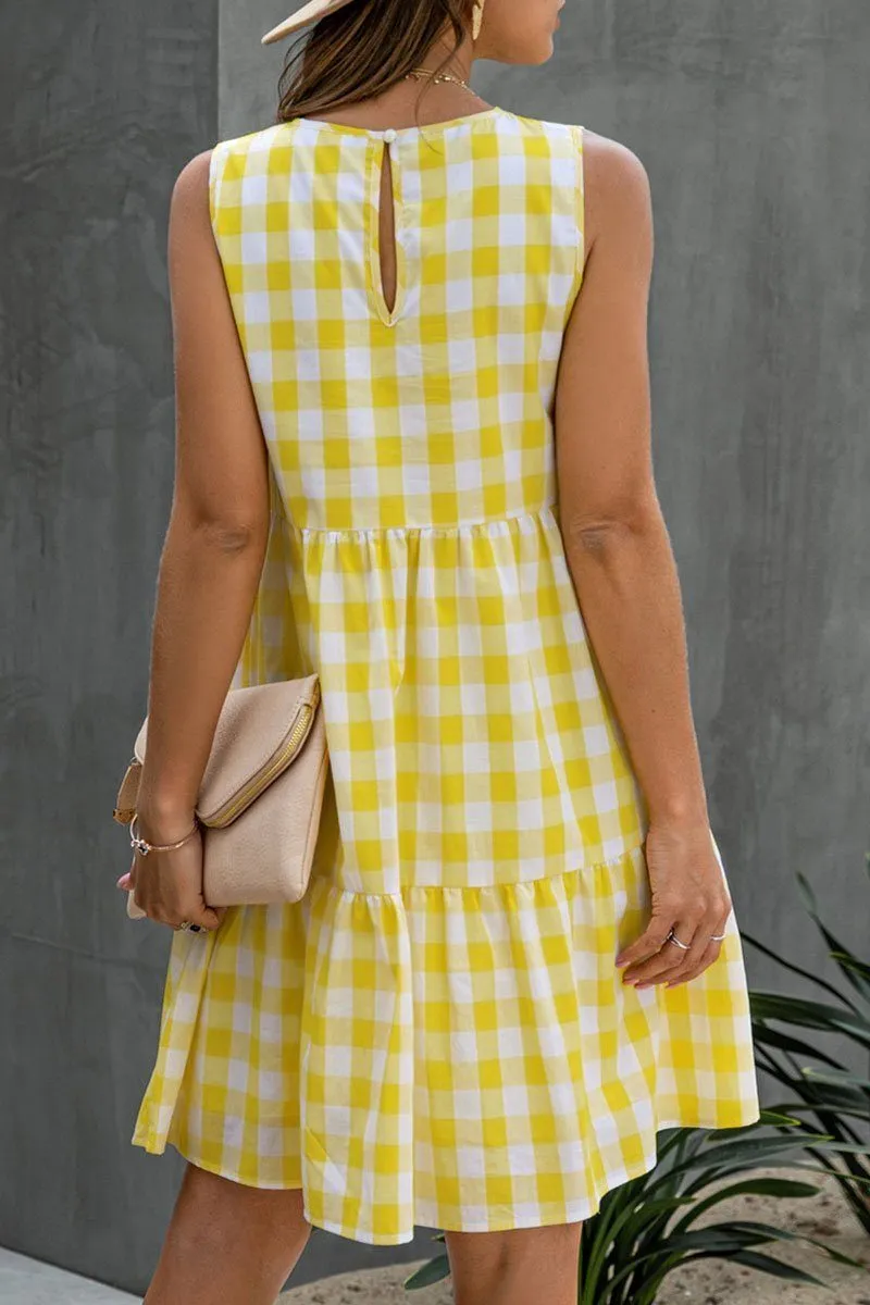 Fashion Street Plaid Split Joint O Neck Princess Dresses