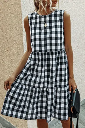 Fashion Street Plaid Split Joint O Neck Princess Dresses