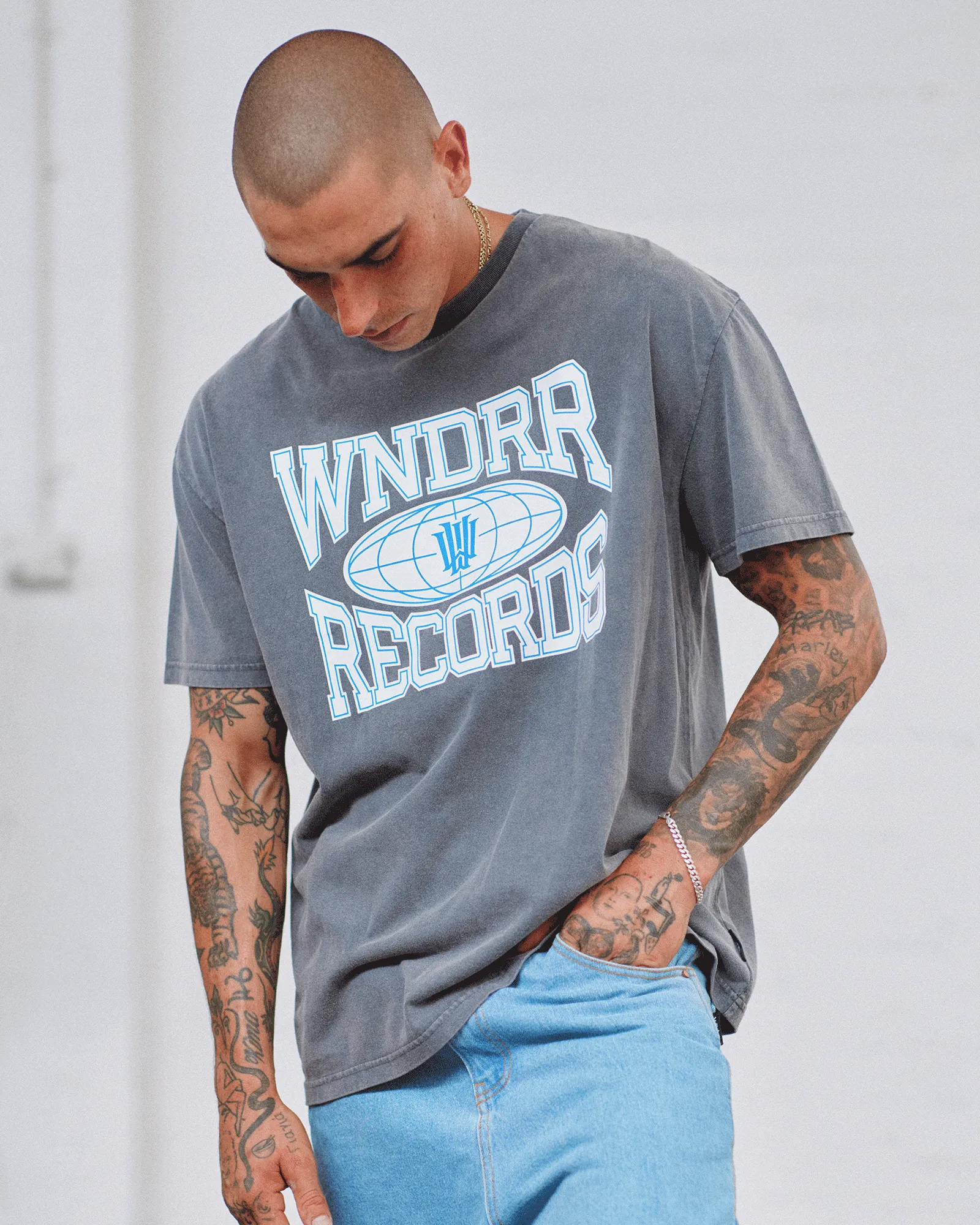 FIEND BOX FIT TEE - WASHED GREY