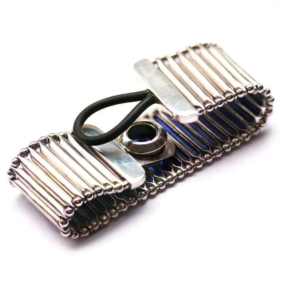 Flexi feel- Blue with silver contemporary bracelet