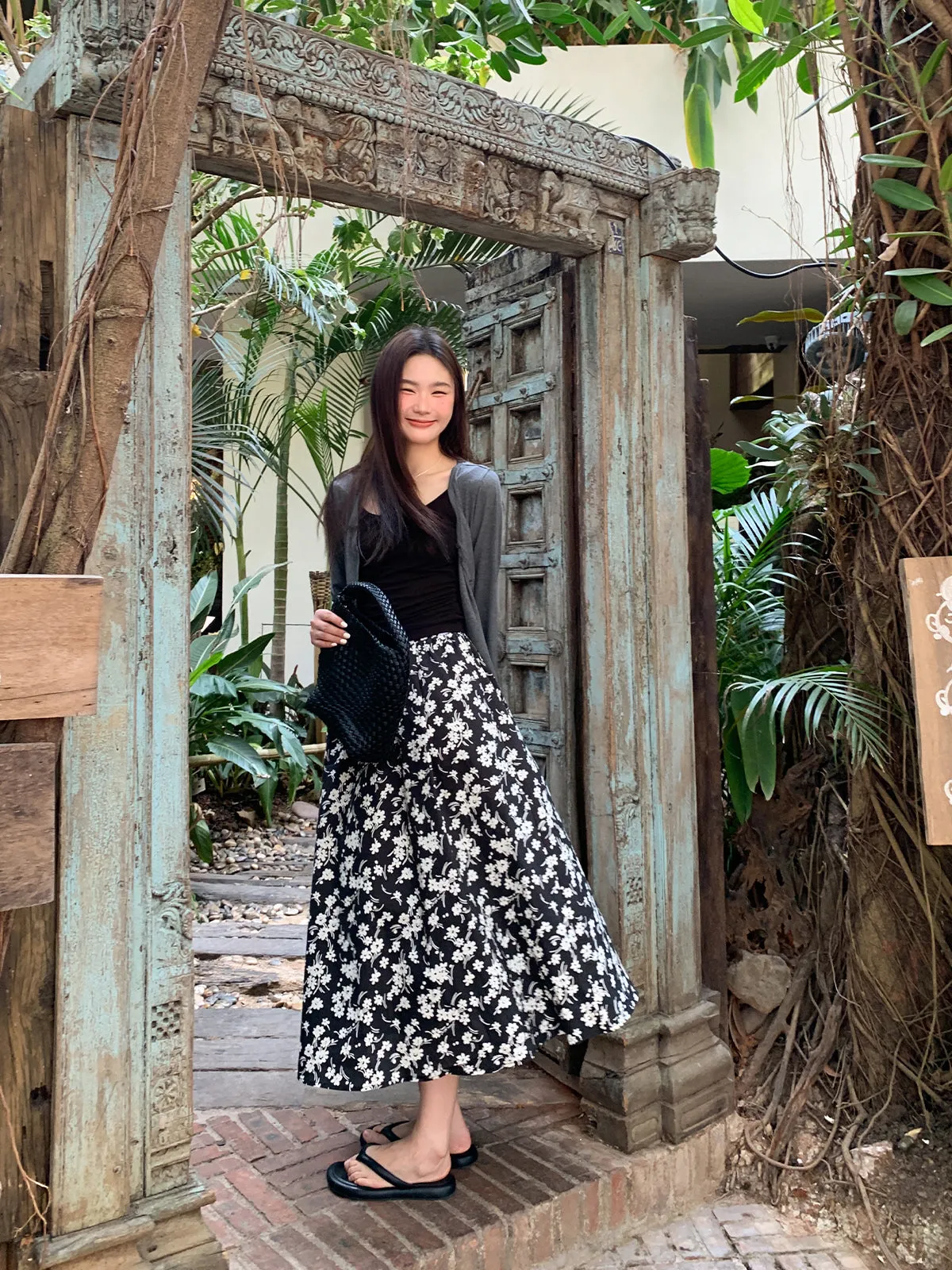 Floral A-line skirt