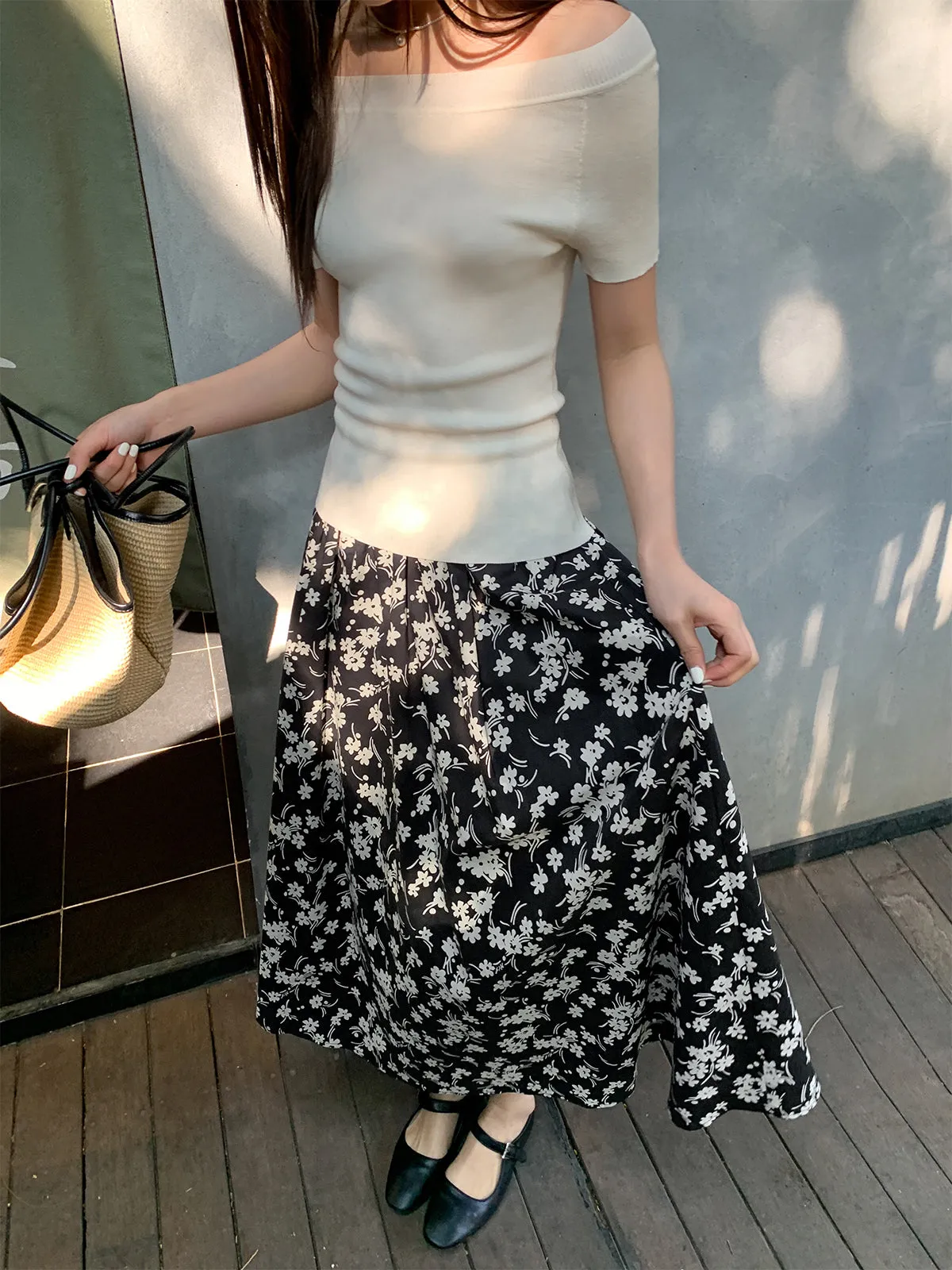 Floral A-line skirt