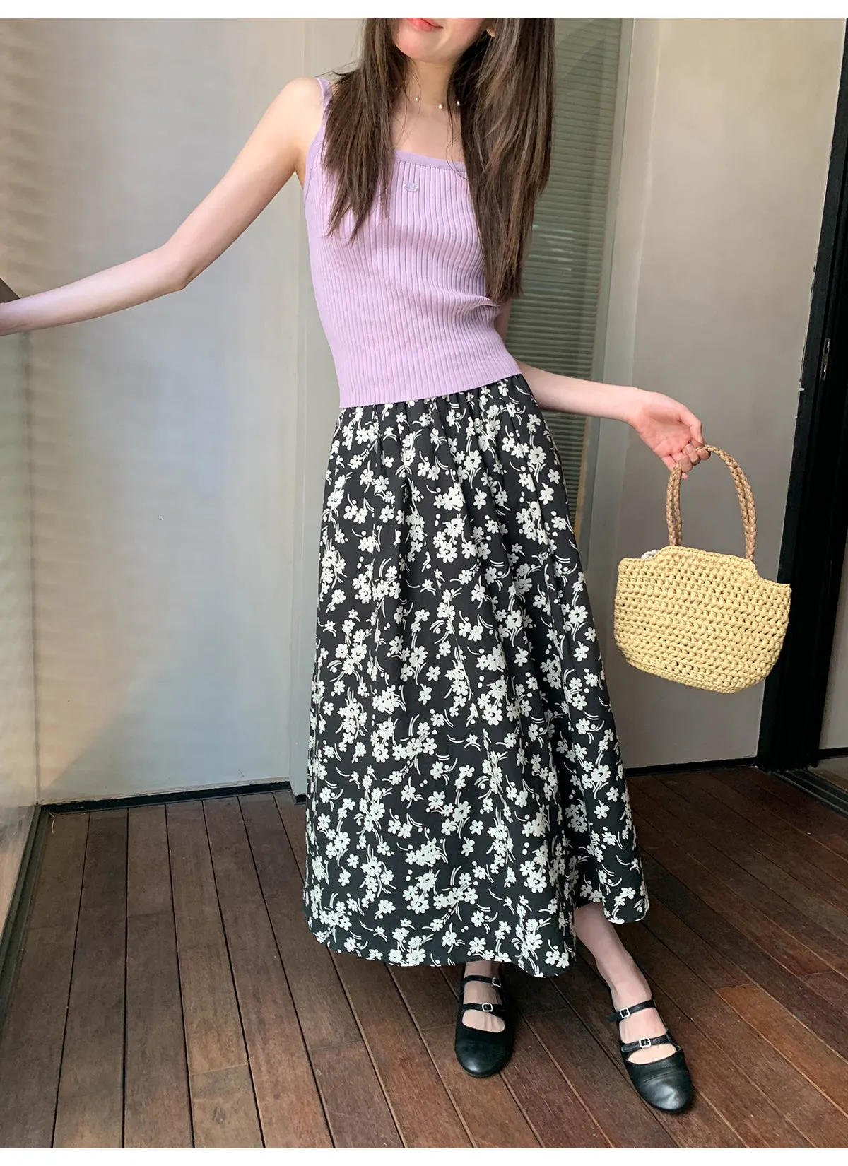 Floral A-line skirt