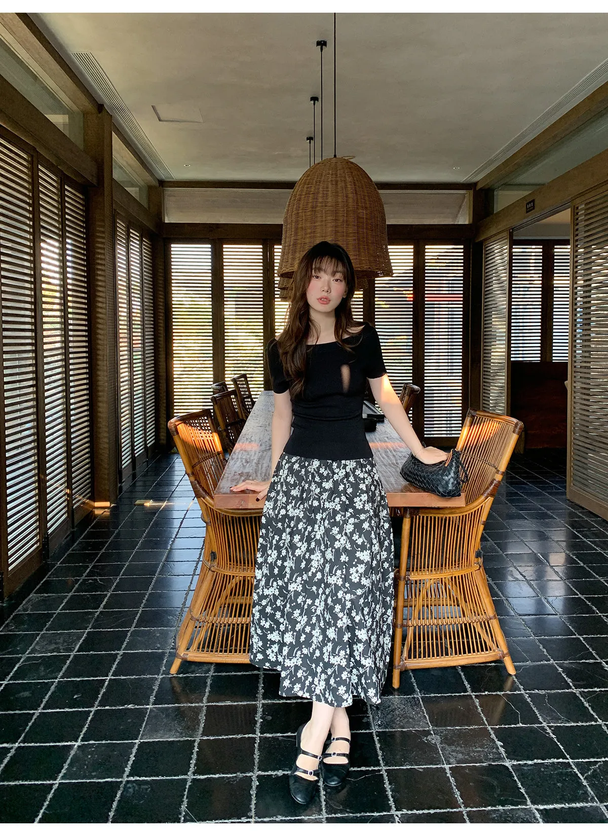 Floral A-line skirt