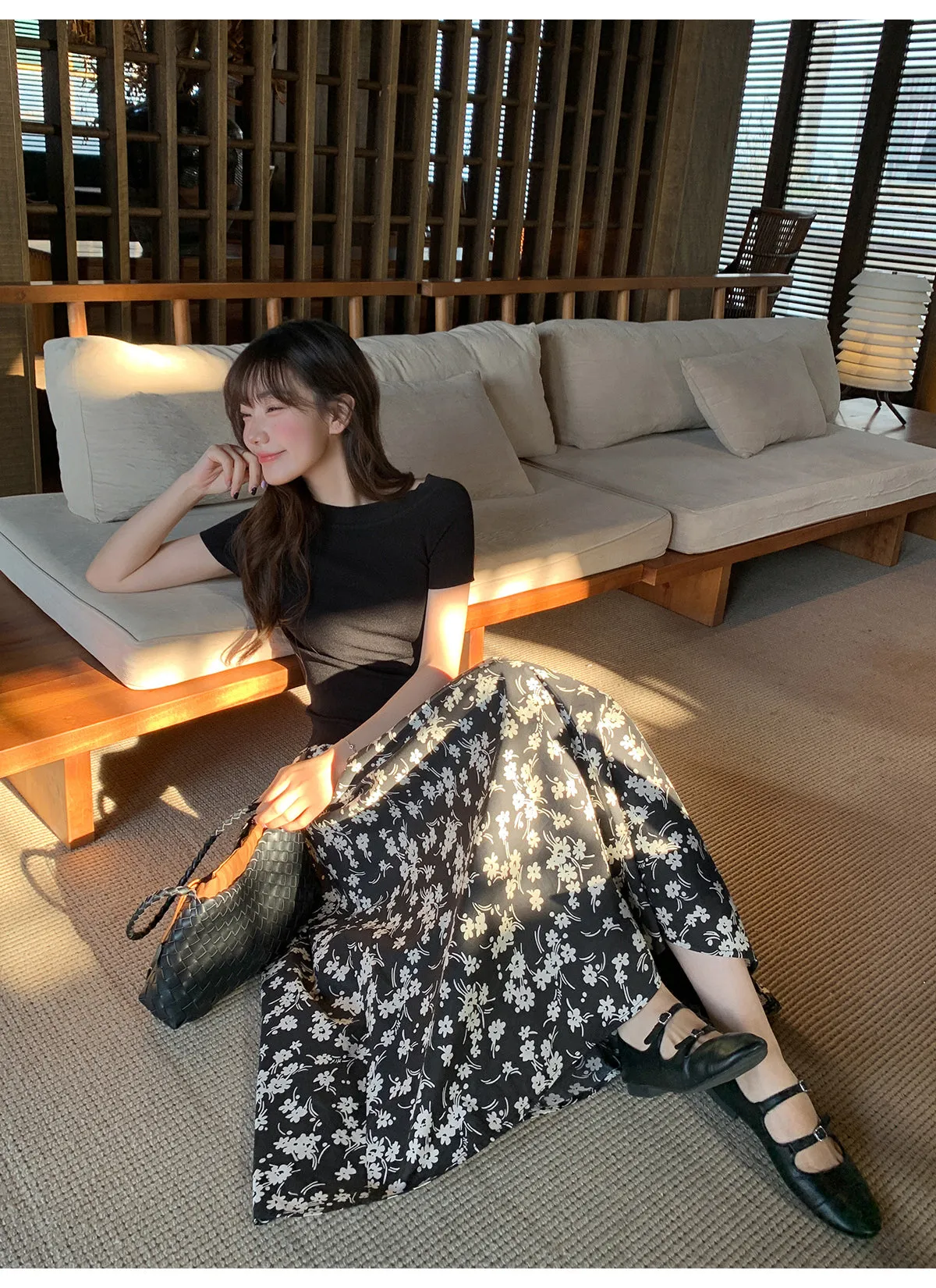 Floral A-line skirt