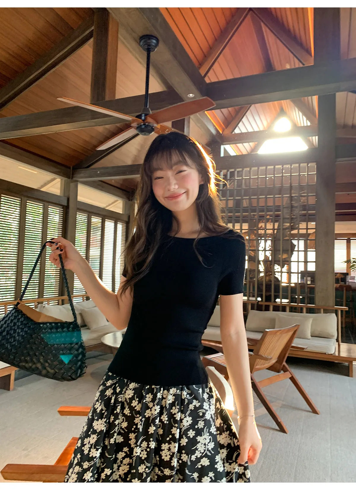 Floral A-line skirt