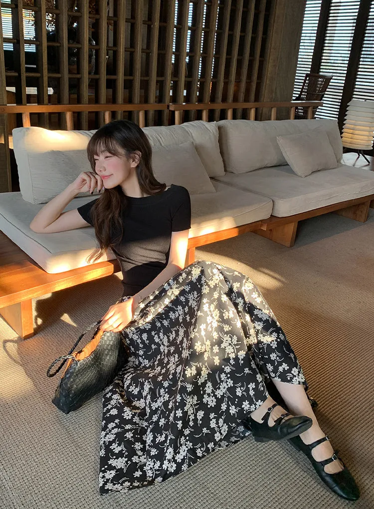 Floral A-line skirt
