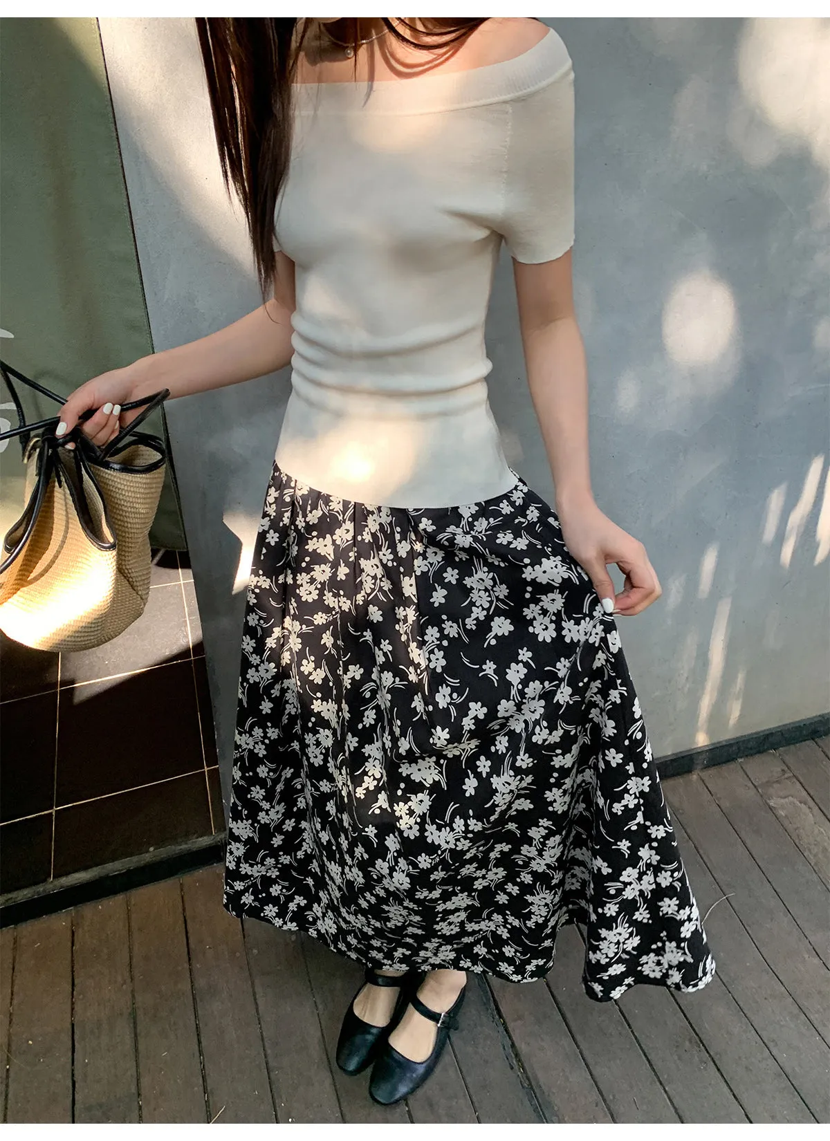 Floral A-line skirt
