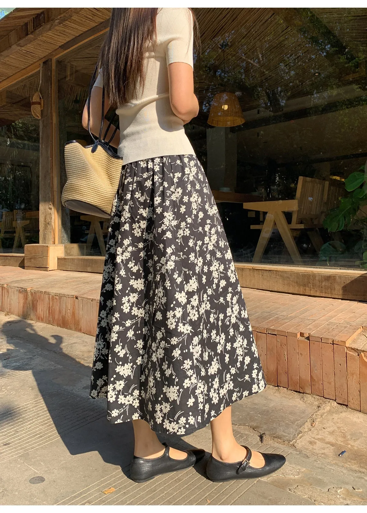 Floral A-line skirt