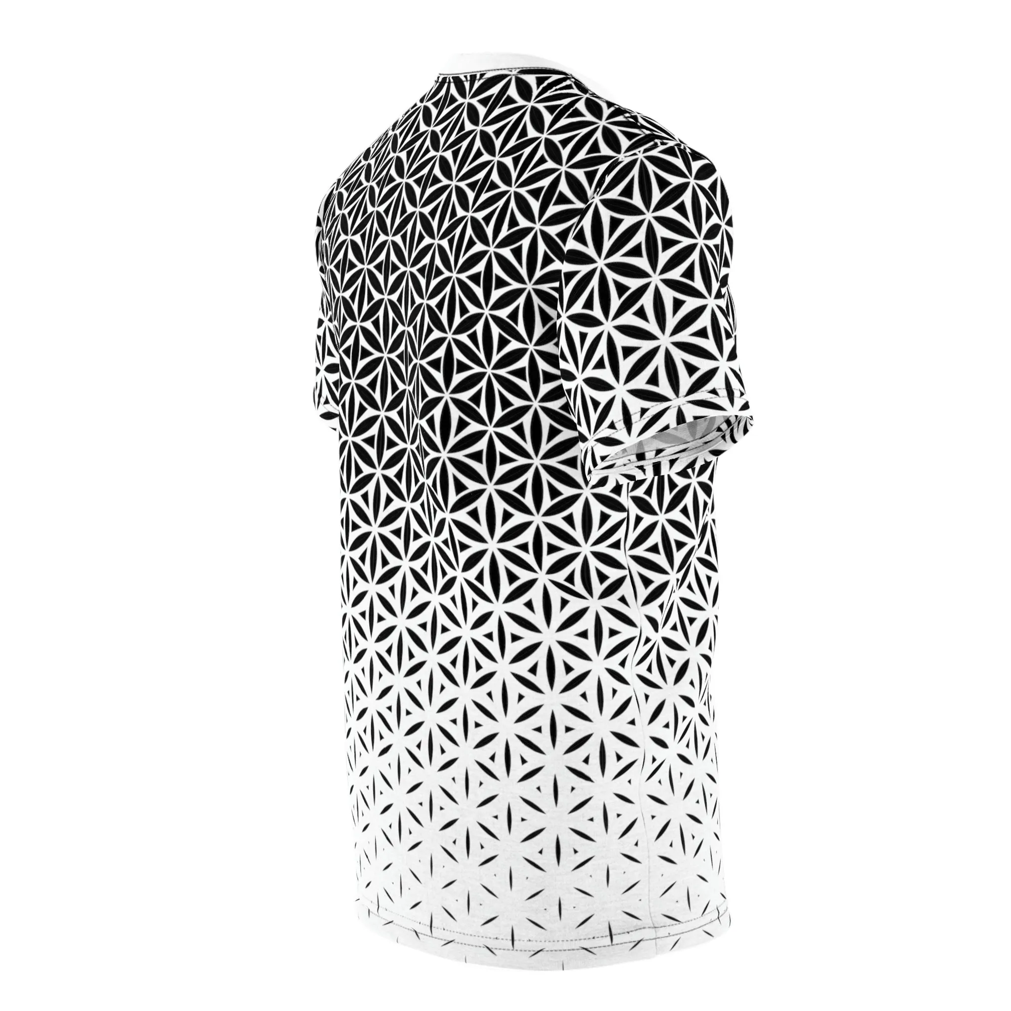 Flower Of Life Geo Gradient AOP Crew Black & White