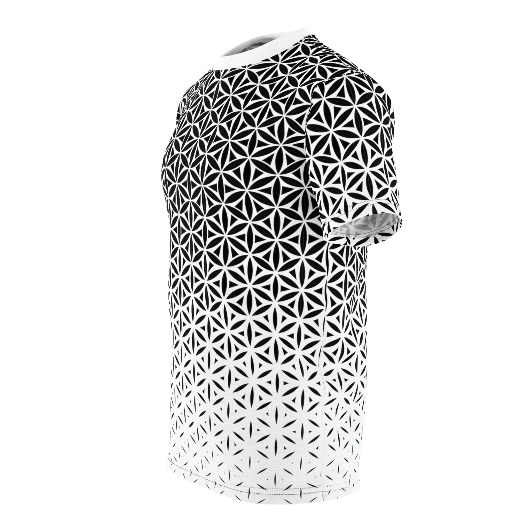 Flower Of Life Geo Gradient AOP Crew Black & White