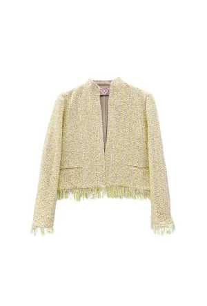 Fringed Mona Lee Blazer - Ivory Twinkle Tweed