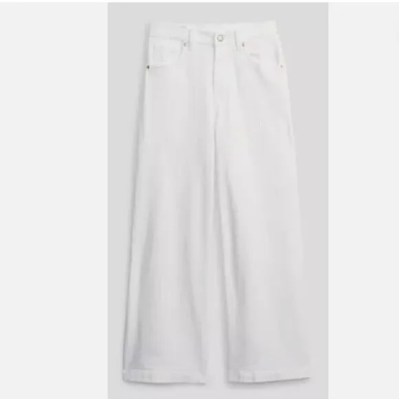GAP 90's High Rise STRIDE Ankle BOHO Wide Leg White Jeans Size 16 - MSRP $80