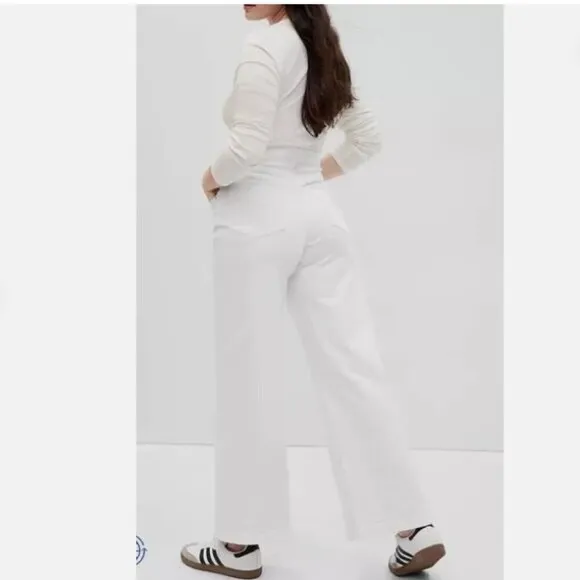 GAP 90's High Rise STRIDE Ankle BOHO Wide Leg White Jeans Size 16 - MSRP $80