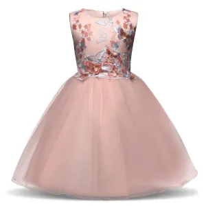 Girls Dress Princess Lace Flower Girl Dress 4-10 Years Pink