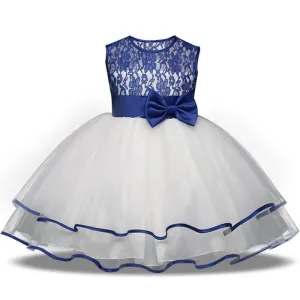 Girls Dress Princess Lace Flower Girl Dress 4-10 Years Red Blue