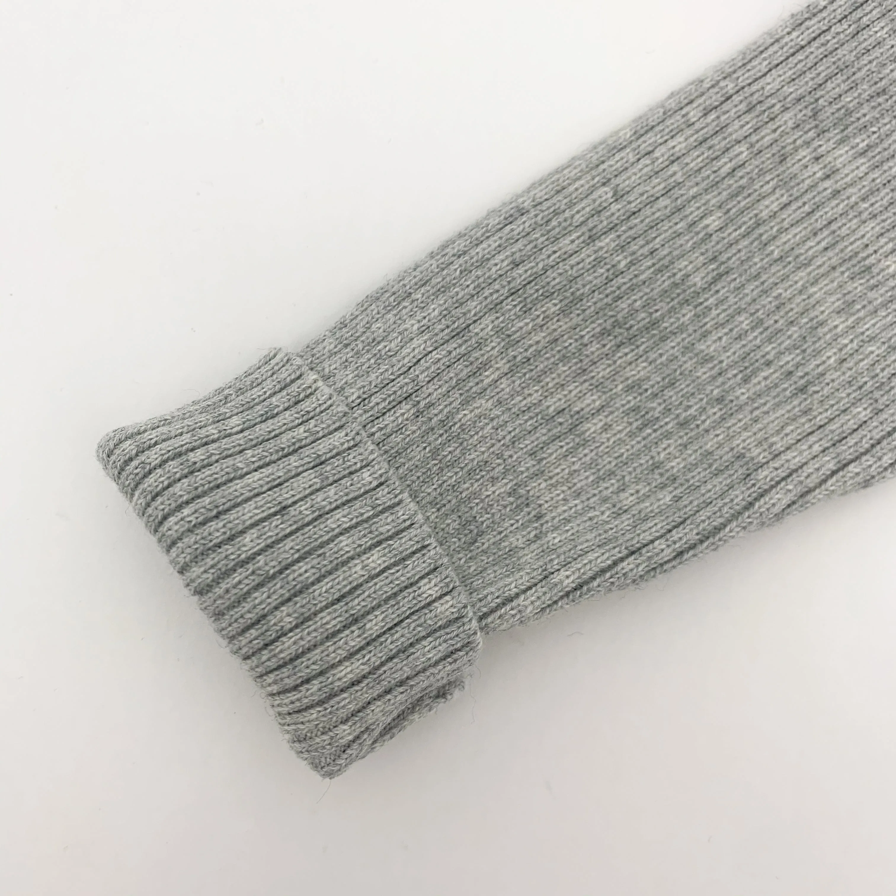 Girls Frill Collar Rib Knitted Sweater- Grey