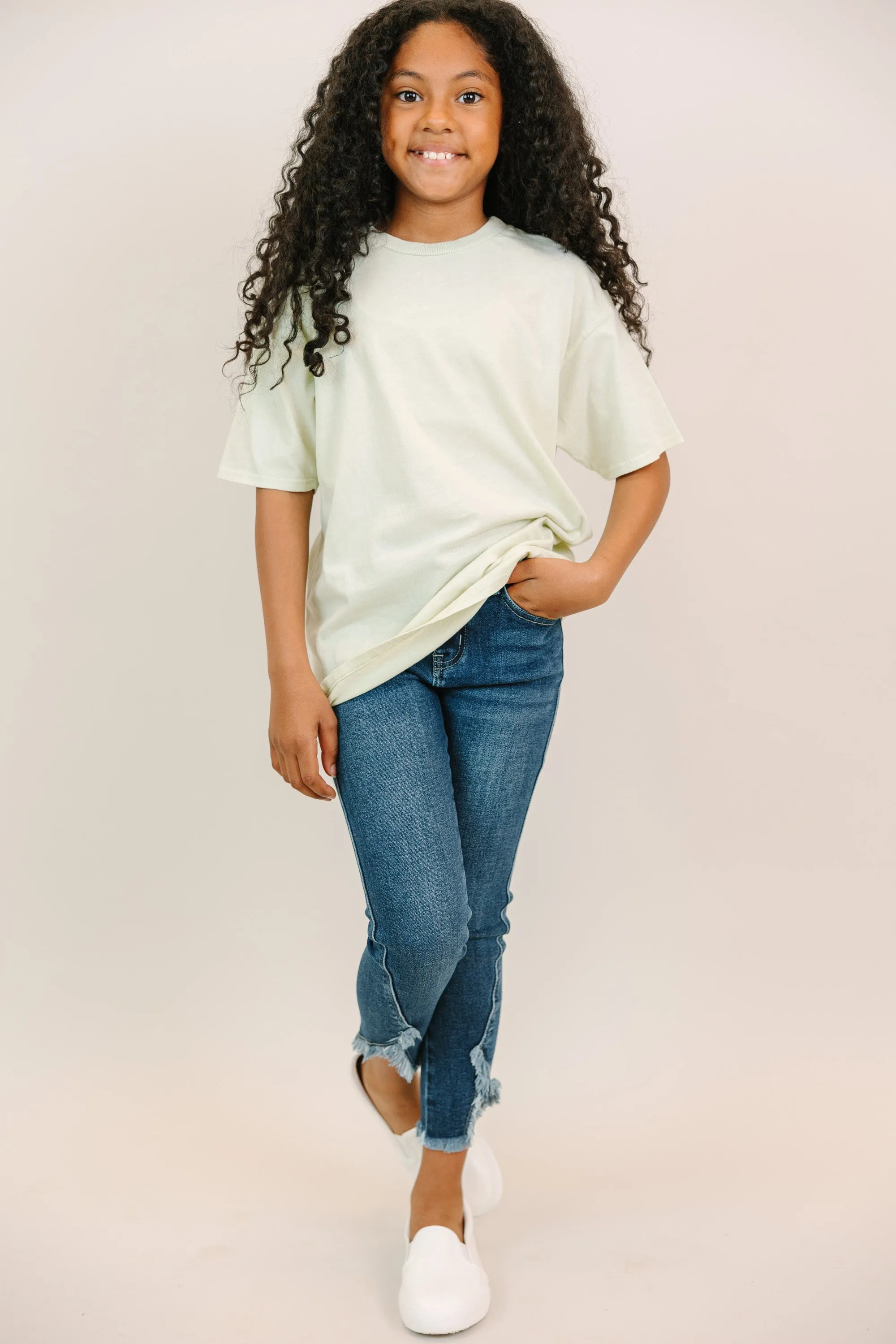 Girls: Sage Green Oversized Tee
